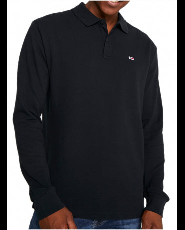 TOMMY JEANS Czarny Klasyczny Polo Longsleeve