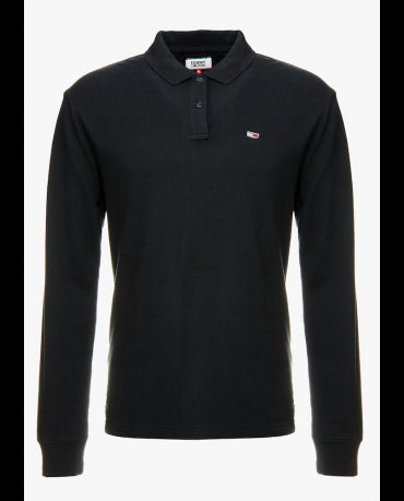 TOMMY JEANS Czarny Klasyczny Polo Longsleeve