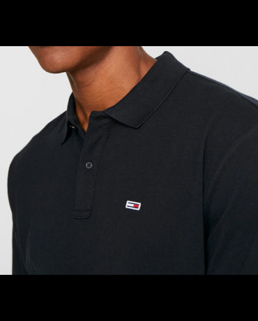 TOMMY JEANS Czarny Klasyczny Polo Longsleeve