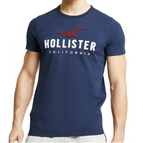 HOLLISTER California Navy Tshirt Granatowy O-Neck Duże Logo