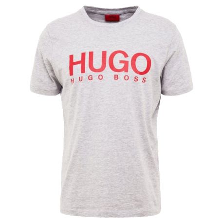 HUGO BOSS Szary T-Shirt Czerwone Logo