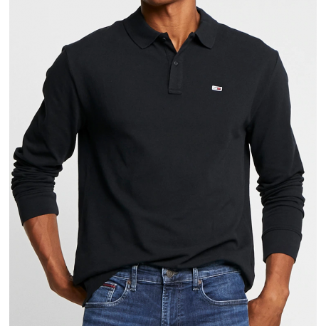 TOMMY JEANS Czarny Klasyczny Polo Longsleeve