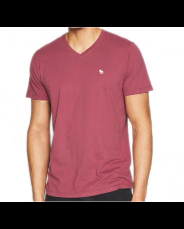 ABERCROMBIE FITCH Burgundowy T-Shirt _ V-Neck _