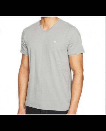 ABERCROMBIE FITCH Szary T-Shirt V-Neck Serek