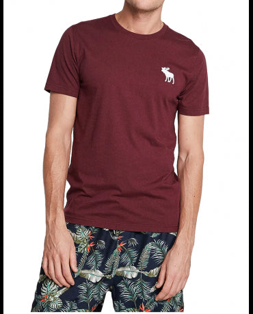 ABERCROMBIE&FITCH Bordowa Koszulka Duże Białe Logo