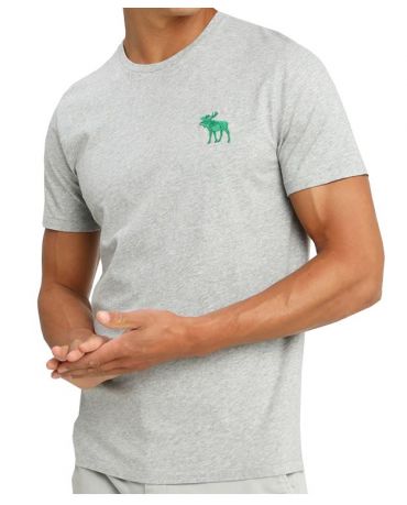 ABERCROMBIE&FITCH Szara Koszulka Duże Zielone Logo