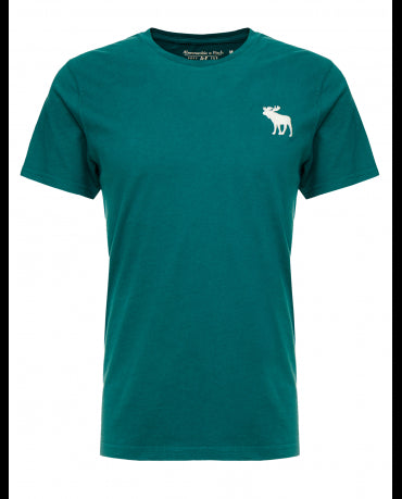 ABERCROMBIE&FITCH Zielona Koszulka Duże Białe Logo