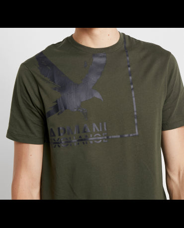 ARMANI EXCHANGE Zielona Koszulka O-neck klasyczna