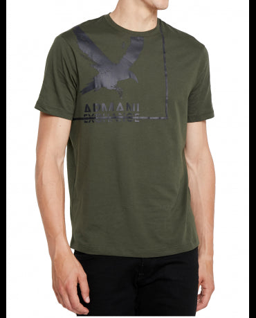 ARMANI EXCHANGE Zielona Koszulka O-neck klasyczna