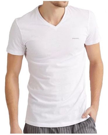 DIESEL Biała Koszulka V-neck Klasyczna