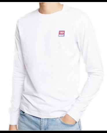 DIESEL Biały Klasyczny Longsleeve Wszyte Logo