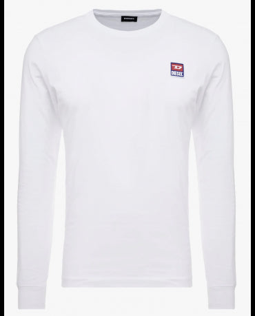 DIESEL Biały Klasyczny Longsleeve Wszyte Logo