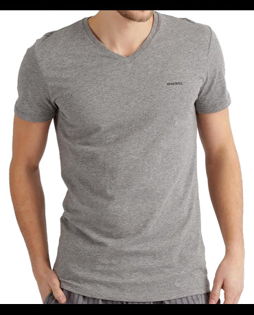 DIESEL Szara Koszulka V-neck Klasyczna