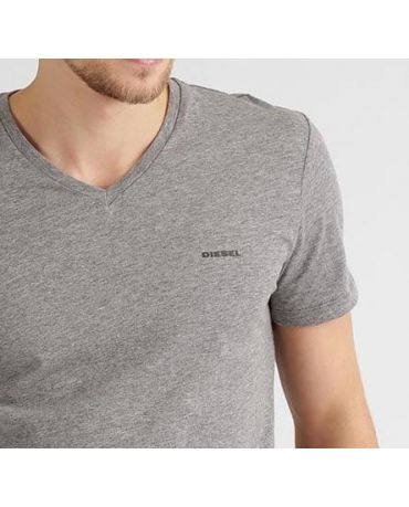 DIESEL Szara Koszulka V-neck Klasyczna