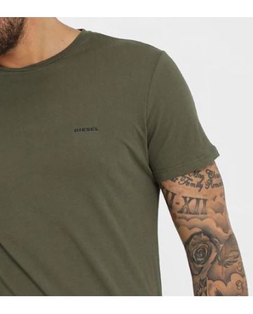 DIESEL Oliwkowa Zielona Koszulka O-neck Klasyczna