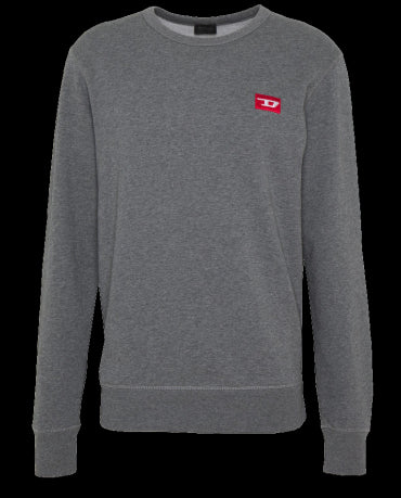DIESEL Szara Klasyczna Bluza _ Haftowane Logo