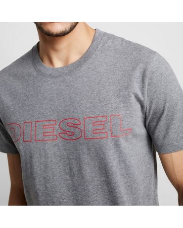 DIESEL Szara Koszulka O-neck Duże Logo