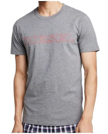 DIESEL Szara Koszulka O-neck Duże Logo