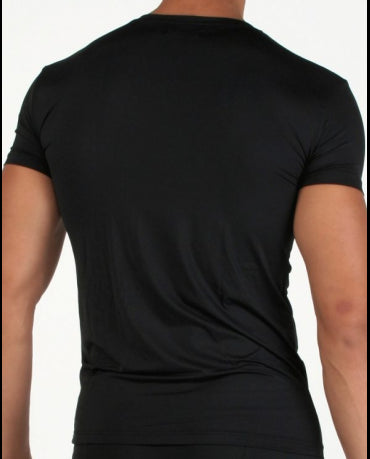EMPORIO ARMANI Czarna Koszulka V-neck Slimowana Dopasowana