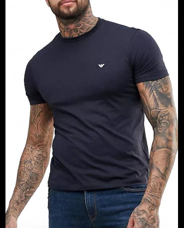 EMPORIO ARMANI Granatowa Koszulka O-neck klasyczna