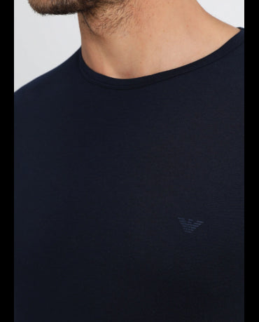 EMPORIO ARMANI Granatowa Koszulka O-neck klasyczna