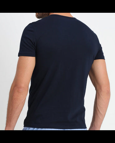 EMPORIO ARMANI Granatowa Koszulka O-neck klasyczna