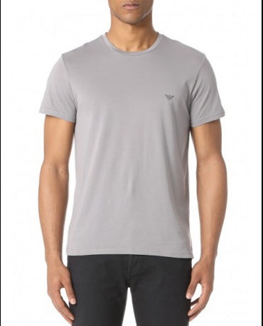 EMPORIO ARMANI Szara Koszulka O-neck klasyczna
