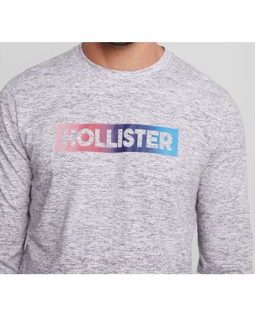 HOLLISTER by Abercrombie Męski Szary Longsleeve Długa Bluza