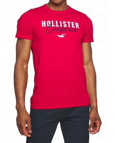 Hollister California Czerwona Koszulka Męska