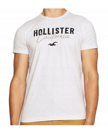 Hollister California T-Shirt Męski Light Grey Haft
