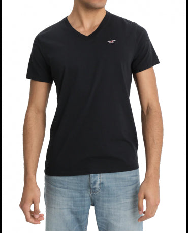 HOLLISTER California Black Tshirt Czarny V-Neck