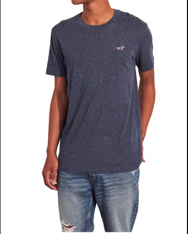 HOLLISTER California Navy Texture Tshirt Granatowa Tekstura O-Neck