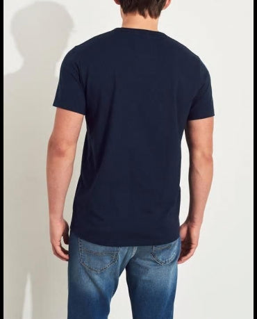 HOLLISTER California Navy Tshirt Granatowy O-Neck Duże Logo