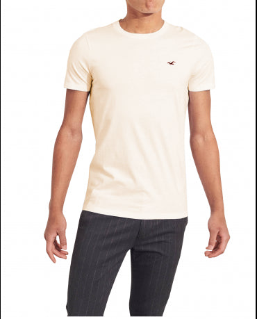 HOLLISTER California Cream Tshirt Kremowy O-Neck