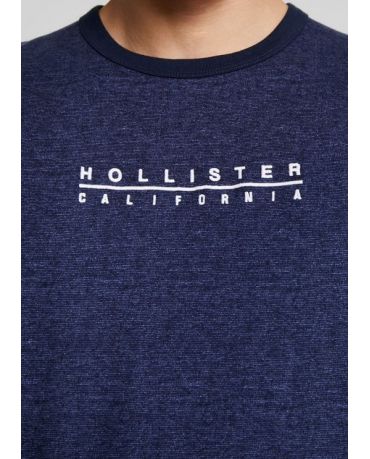 HOLLISTER California Tshirt Męski Haft Granatowy