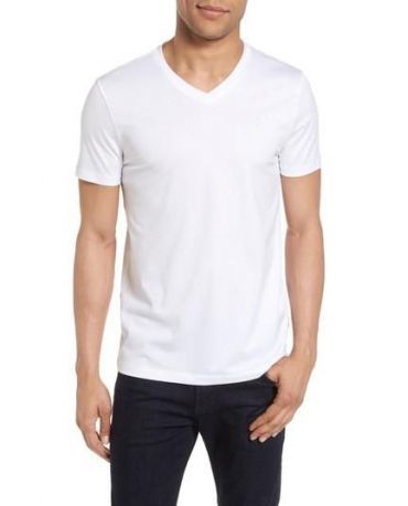 HUGO BOSS Biała Koszulka V-neck