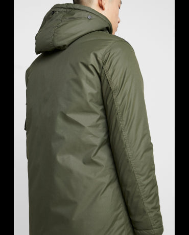 JACK & JONES FUNKCJONALNA ZIELONA OLIWKOWA CIEPŁA KURTKA MĘSKA Z KAPTUREM I LISKIEM
