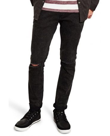 Jack&Jones Męskie Szare Jeansy z Dziurami  Skinny fit