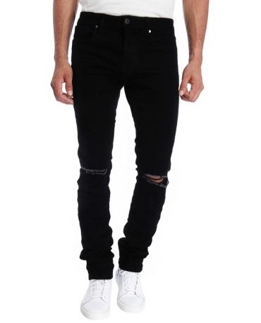 Jack&Jones Męskie Czarne Jeansy z Dziurami Slim Fit Rurki