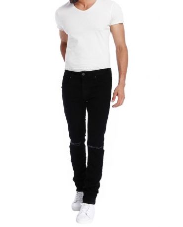 Jack&Jones Męskie Czarne Jeansy z Dziurami Slim Fit Rurki