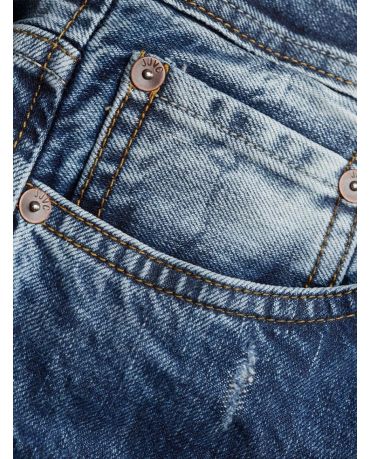 Jack&Jones Niebieskie Jeansy Przetarcia Łaty Slim Fit
