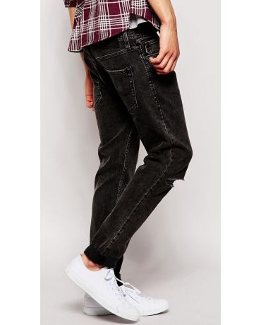 Jack&Jones Szare Jeansy z Dziurami Męskie Slim Fit Rurki