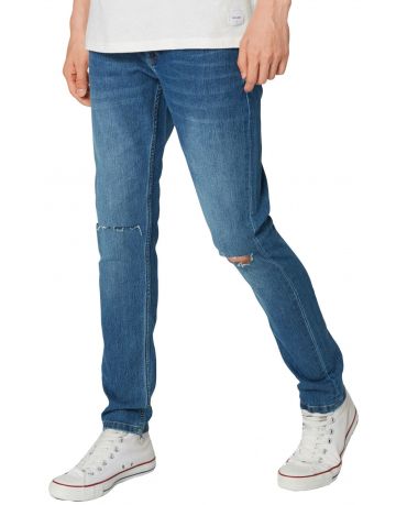 Only & Sons Przecięcia Na Kolanach Miękkie Niebieskie Jeansy Męskie