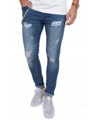 Only&Sons Niebieskie Jeansy Skinny Fit Męskie Rurki Przetarcia