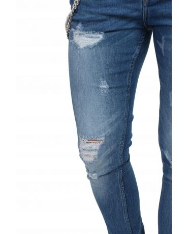 Only&Sons Niebieskie Jeansy Skinny Fit Męskie Rurki Przetarcia
