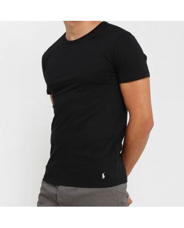 POLO RALPH LAUREN Czarna Koszulka O-neck Klasyczna Białe Logo