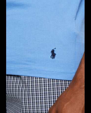 POLO RALPH LAUREN Jasnoniebieska Koszulka O-neck Klasyczna