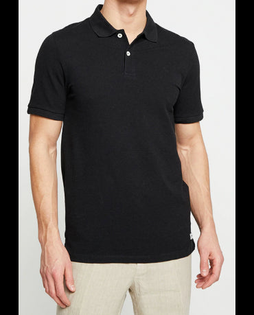 PRODUKT by JACK&JONES CZARNA KLASYCZNA POLÓWKA GŁADKA