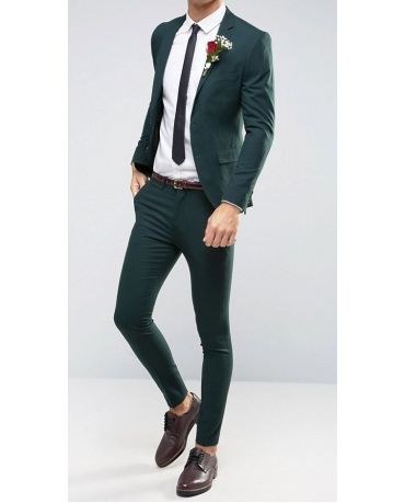 SELECTED _ Ciemno Zielone Spodnie Wizytowe Skinny Fit 36/32