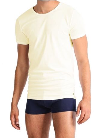 Tommy Hilfiger Kremowa Koszulka O-neck Klasyczna